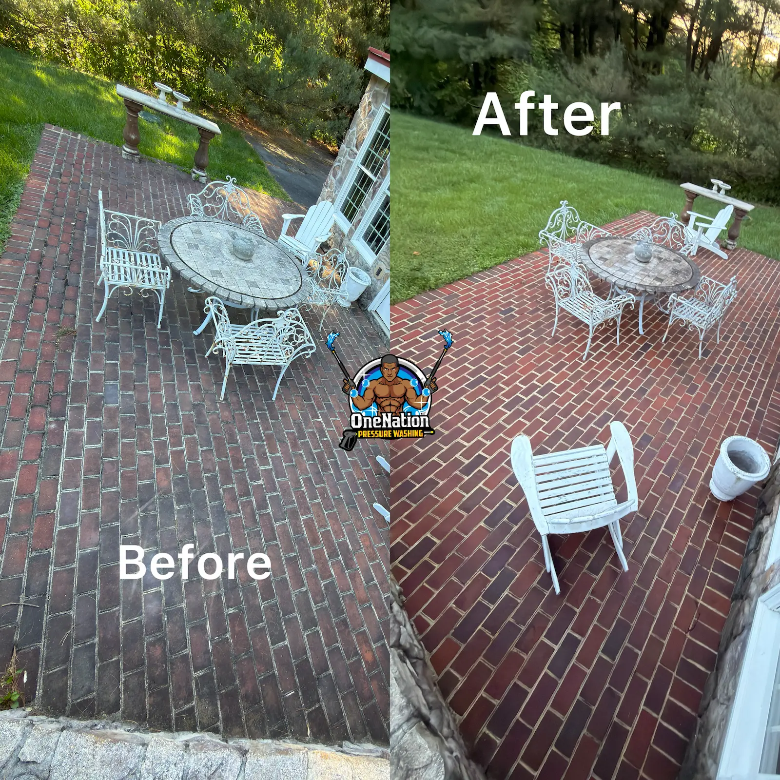 Concrete cleaning before and after Silver Spring MD